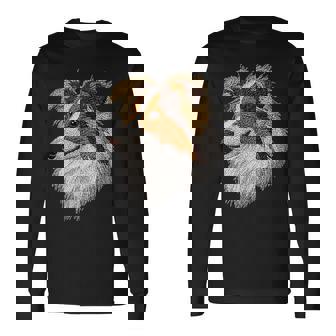 シェットランド・シープドッグ かわいい子犬の顔 犬好き ペット飼い主 長袖Tシャツ - Kawaiitshirt