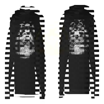 シェットランド・シープドッグ犬シェルティの顔のグラフィック アート デザイン 長袖Tシャツ - Kawaiitshirt