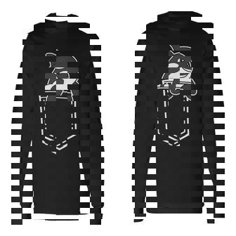 シャチポケット おもしろシャチ シャチ 海の動物 長袖Tシャツ - Kawaiitshirt