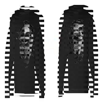 シャム猫が破れた布を突き破り、猫好きに最適です。 長袖Tシャツ - Kawaiitshirt