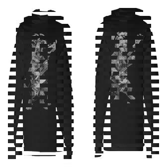 シュナウザー 演奏 ベース ギター ロックミュージック 犬好き 長袖Tシャツ - Kawaiitshirt