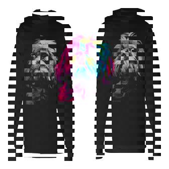 シーズー グラフィック ペット イラスト 犬 シーズー 長袖Tシャツ - Kawaiitshirt