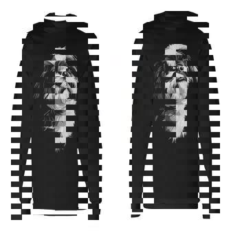 シーズー 犬 モチーフ ペット イラスト シーズー 長袖Tシャツ - Kawaiitshirt