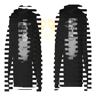 ジャックラッセルテリア Jrt チェストバッグ ポケットドッグオーナー 長袖Tシャツ - Kawaiitshirt