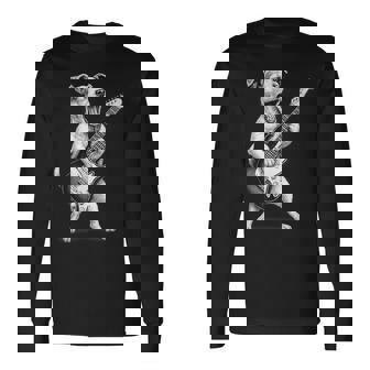 ジャック・ラッセル・テリア ギターを弾く ロックミュージック 犬好き 長袖Tシャツ - Kawaiitshirt