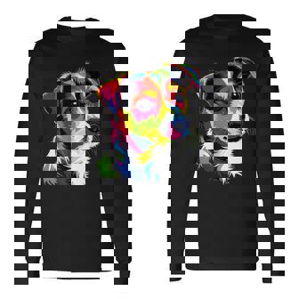 ジャック・ラッセル・テリア ブライトカラー ポップアート 愛犬家 長袖Tシャツ - Kawaiitshirt