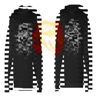 ジュラシックワールド ティラノサウルスレックス 恐竜の肖像画 長袖Tシャツ - Kawaiitshirt