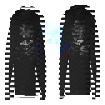 ジョリー・ロジャー シルエット ギャラクシー スカル＆クロスボーン 長袖Tシャツ - Kawaiitshirt