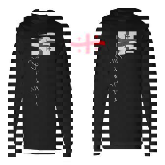 ジョージア シグネチャー フラッグ ポール エレガント 愛国的 ジョージア国旗 長袖Tシャツ - Kawaiitshirt