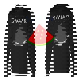 スイカ 1ピース・夏【 サマータイム 】リゾート・夏 大好き／面白 イラスト 長袖Tシャツ - Kawaiitshirt