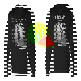 スイカ・夏【 サマータイム 】リゾート・夏 大好き／面白 イラスト 長袖Tシャツ - Kawaiitshirt