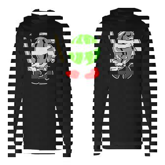 スイカ割り・夏 西瓜わり（すいかくん）【サマータイム】リゾート・夏 大好き／面白 イラスト 長袖Tシャツ - Kawaiitshirt