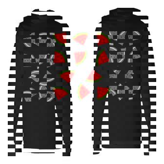 スイカ柄 フルーツスライス スイカ コスチューム 長袖Tシャツ - Kawaiitshirt