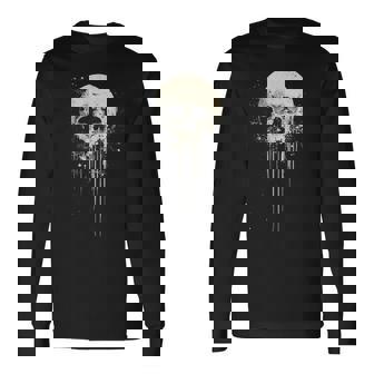 スカルアート グラフィックデザイン アンティーク調スタイル ハロウィンコスチューム 長袖Tシャツ - Kawaiitshirt