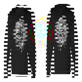 スカルマッシュルーム スケルトン グラフィック ゴス メンズ レディース 長袖Tシャツ - Kawaiitshirt