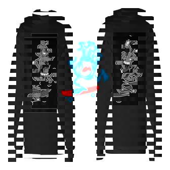 スクリーミング スケートボードハンド 長袖Tシャツ - Kawaiitshirt
