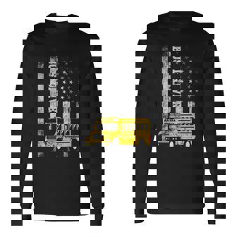 スクールバスドライバー アメリカ国旗 スクールバスドライバー用 長袖Tシャツ - Kawaiitshirt