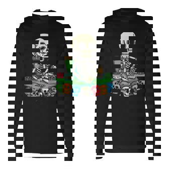 スケルトン ポーカー トランプ ギャンブル カジノ スカル ゲーム カード 長袖Tシャツ - Kawaiitshirt