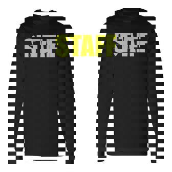 スタッフ社員 イベントスタッフ表裏 黄文字 長袖Tシャツ - Kawaiitshirt