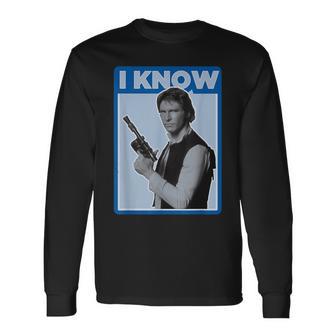 スター・ウォーズ クラシック ハン・ソロ I Know You Love Me ポスター 長袖Tシャツ - Kawaiitshirt