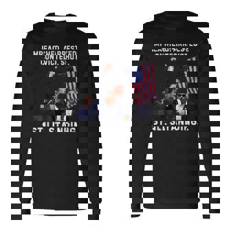 スティル・スタンディング・トランプ 2024 暗殺未遂 長袖Tシャツ - Kawaiitshirt