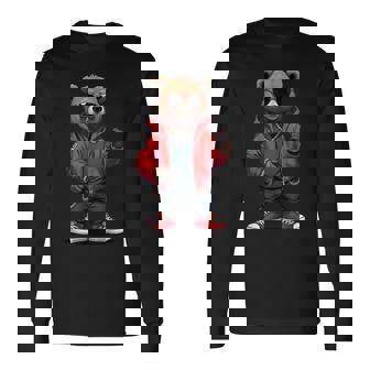 ストリートウェア ヒップホップ ラップ ラッパー ベア クール アーバン グラフィック 長袖Tシャツ - Kawaiitshirt