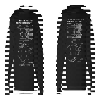 スネアドラム特許プリント 1939年 ビンテージ特許ミュージックアート 長袖Tシャツ - Kawaiitshirt