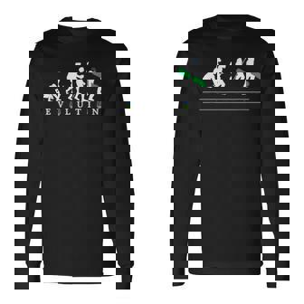 おもしろ スノボ 人類の進化 かっこいい シルエット スノーボード ネタ デザイン 記念品 スノボ選手 長袖Tシャツ - Kawaiitshirt