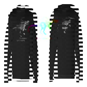 スピノサウルス 恐竜 レインボー スケルトン 長袖Tシャツ - Kawaiitshirt