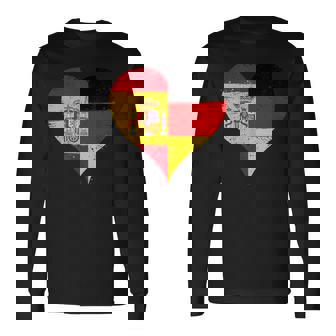 スペインとドイツのハーフaのかっこいい国旗 スペイン ドイツの国旗 Pain German Flag 長袖Tシャツ - Kawaiitshirt
