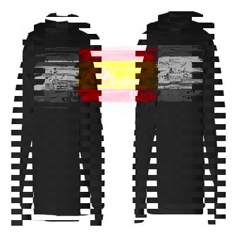 スペイン国旗の絵、スペインの地図のスケッチ。 長袖Tシャツ - Kawaiitshirt