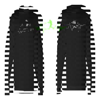 スポーツファンのための野球ハートビートクールなデザイン 長袖Tシャツ - Kawaiitshirt