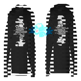 スマーフ ジョキー スマーフ 舌 ジョイフル ブルー コミック スマーフェット 長袖Tシャツ - Kawaiitshirt