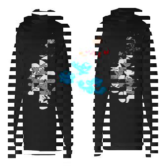 スマーフグループ スマーフ ガーガメル 魅惑のブルーフレンズのファン 長袖Tシャツ - Kawaiitshirt