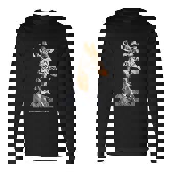 スーツ姿の面白いキリン 長袖Tシャツ - Kawaiitshirt