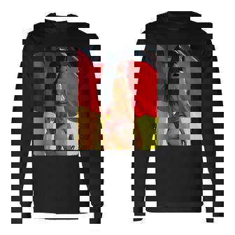 セクシーガールグラフィックtシャツ 「ビキニピンナップガール&ドイツ国旗」 長袖Tシャツ - Kawaiitshirt