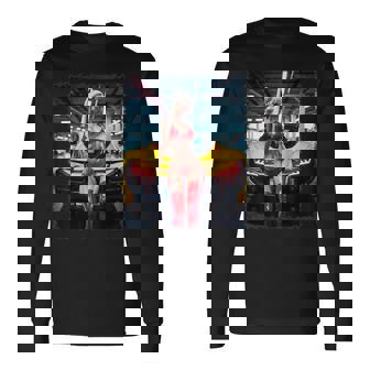 セクシーガールグラフィックtシャツ セクシーブロンドビキニモデル&車 長袖Tシャツ - Kawaiitshirt