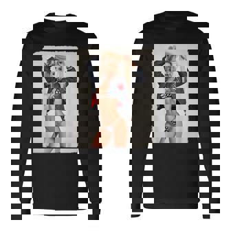 セクシーガールグラフィックtシャツ ブロンドボンシェルビキニピンナップガール 長袖Tシャツ - Kawaiitshirt