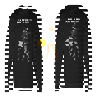 セクシー警察官、バックザブルーピンナップガール 長袖Tシャツ - Kawaiitshirt