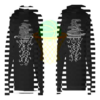 セントパトリックバスケットボールグリーンシャムロックバスケットボール 長袖Tシャツ - Kawaiitshirt