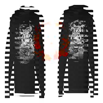 タイガー 動物 グラフィックアート トラ 長袖Tシャツ - Kawaiitshirt