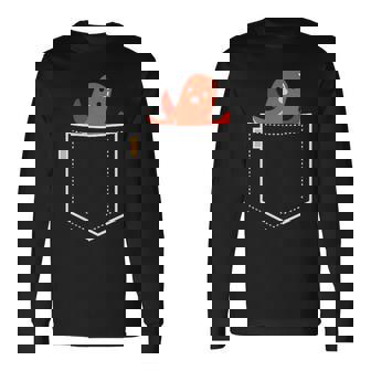 タコさんウインナー たこさん ウインナー 食べ物 イラスト ワンポイント ポケット デザイン かわいい おもしろ 長袖Tシャツ - Kawaiitshirt