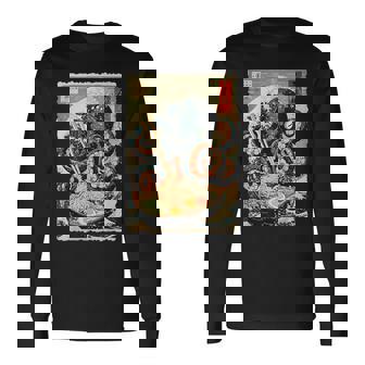 タコを食べる ラーメン 麺 和 漫画 アニメ 浮世絵 長袖Tシャツ - Kawaiitshirt