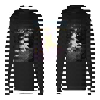 タバコ 子猫 おもしろい 喫煙 猫 ミーム バカ 脳腐 長袖Tシャツ - Kawaiitshirt