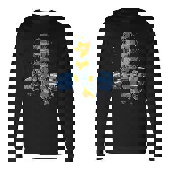 ダックスフント ウェイトリフティング 面白い デッドリフト メンズ フィットネス ジム ギフト 長袖Tシャツ - Kawaiitshirt