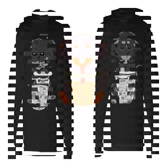 ダックスフンド ボバティー バブルティー アニメ カワイイ 犬 長袖Tシャツ - Kawaiitshirt