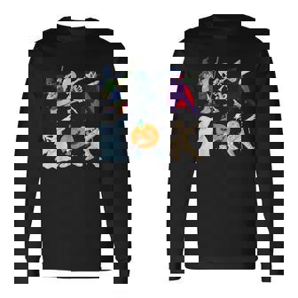 ダビングハロウィン骨格の魔女ヴァンパイアゴーストモンスター 長袖Tシャツ - Kawaiitshirt