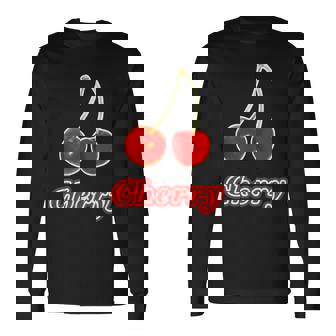 チェリー Cherry さくらんぼ 『フルーツ ポップ』果物 リアル レトロ 面白い イラスト 長袖Tシャツ - Kawaiitshirt