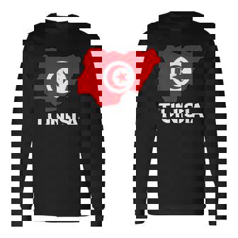 チュニジア国旗 地図 チュニジアのルーツ チュニジア プライド チュニジア 長袖Tシャツ - Kawaiitshirt