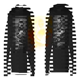 チワワ モナリザ 絵画 アート 犬 ママ お父さん 長袖Tシャツ - Kawaiitshirt